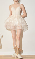 Beige One-Piece Corset Swimsuit