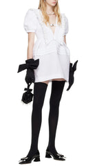 White V Neck Mini Dress