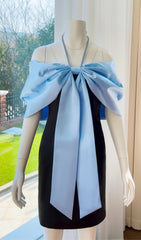 Halter Bow Patchwork Mini Dress