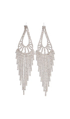 Gold Diamante Teardrop Tassel Earrings