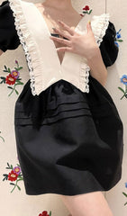 Black V Neck Mini Dress