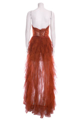Lace Corset Slim Maxi Dress In Red
