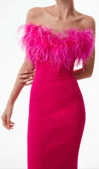 FeaTher Bodycon Maxi Dress In Pink
