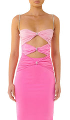 Gradient Pink Hollow Out Maxi Dress