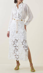 Ivory Flower Lace Two Pieces Suit