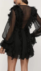 Mesh RuffleS Mini Dress