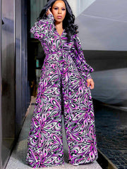 Wide Leg Pants Printed Jumpsuit