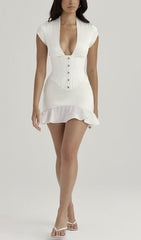 Bodycon V Neck Mini Dress In White