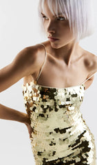 Sequin Slip Midi Dress In Metallic