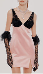 Lace GOLVES Pink Patchwork Mini Dress