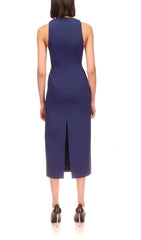 Halter Crystal Midi Dress In Deep SEA Blue