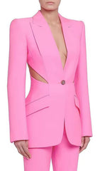 Cutout Blazer Suit In Pink