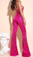 Sequin Hollow Out Suit In Pink