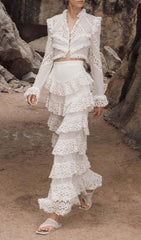 SNOWFLAKE Lace Two Piece Set In White
