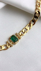 18K Gold Emerald Crystal Chain NeckLace