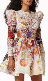 Floral Printed Long Sleeve Mini Dress