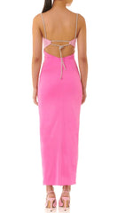 Gradient Pink Hollow Out Maxi Dress