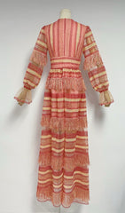 Deep V Tassel Blouson Sleeves Maxi Dress