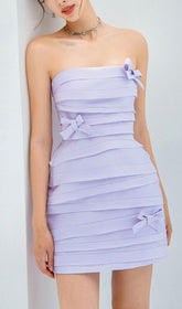 Bow-EmbelliShed Mini Dress In Lilac