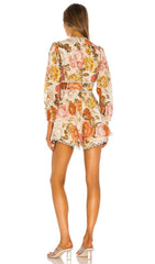Floral-Print Linen Playsuit