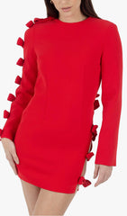 Side Lace UP Bow Mini Dress In Red