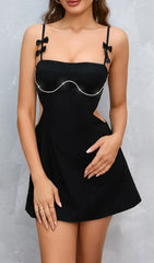 PARThea Waist Cut Out Rhinestone A-LIne Dress