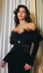 Black Velvet Off Shoulder Mini Dress