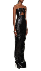 Faux LeaTher Strapless Maxi Dress In Black