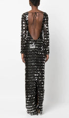 Sequin Long Sleeve Maxi Dress In Black