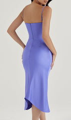 PERIWInKLE Satin Corset Midi Dress