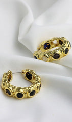 18K Gold LAPIS LAZULI HOOP Earrings