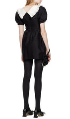 Black V Neck Mini Dress