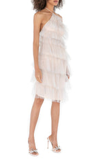 POMPOUS GAUZE Sequin Mini Dress In White