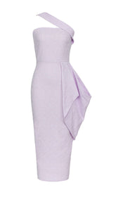 LEAF Embroidery Midi Dress In Purple