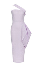 LEAF Embroidery Midi Dress In Purple