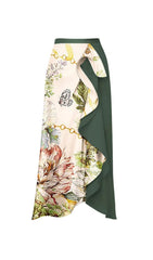 Ruffled Floral Print Bikini Swimsuit And Skirt