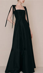 Tie Suspender Dress In Black