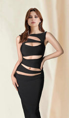 Black Cut Out Maxi Bandage Dress