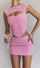 Pink Corset Two Pieces Suit