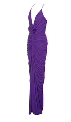 Flower-EmbelliShed Plunge Maxi Dress In AMETHYST