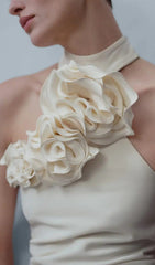 Flower Sleeveless Maxi Dress In White