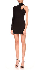 One Shoulder Crystal Chain Mini Dresses In Black