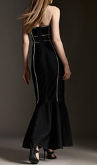 Bandage Bandeau Mesh Knit Maxi Dress