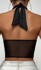 Black Mesh Corset Top