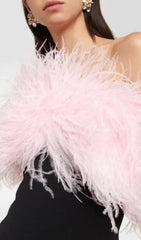 Bandage FeaTher Crystal Mini Dress In Black