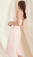 Blush V-Neck Midi Dress