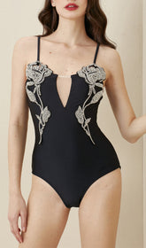 RhinestoneS Flower Decor One Piece Swimsuit