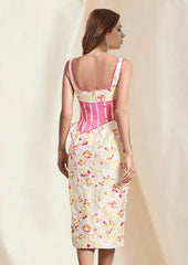 Rose Floral Jacquard Midi Dress