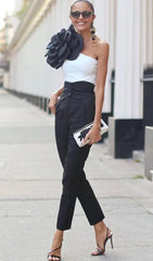 Exaggerated 3D Flower One Piece Swimsuit In White