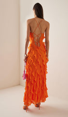 Lace UP Ruffle STRAIGHT Dress